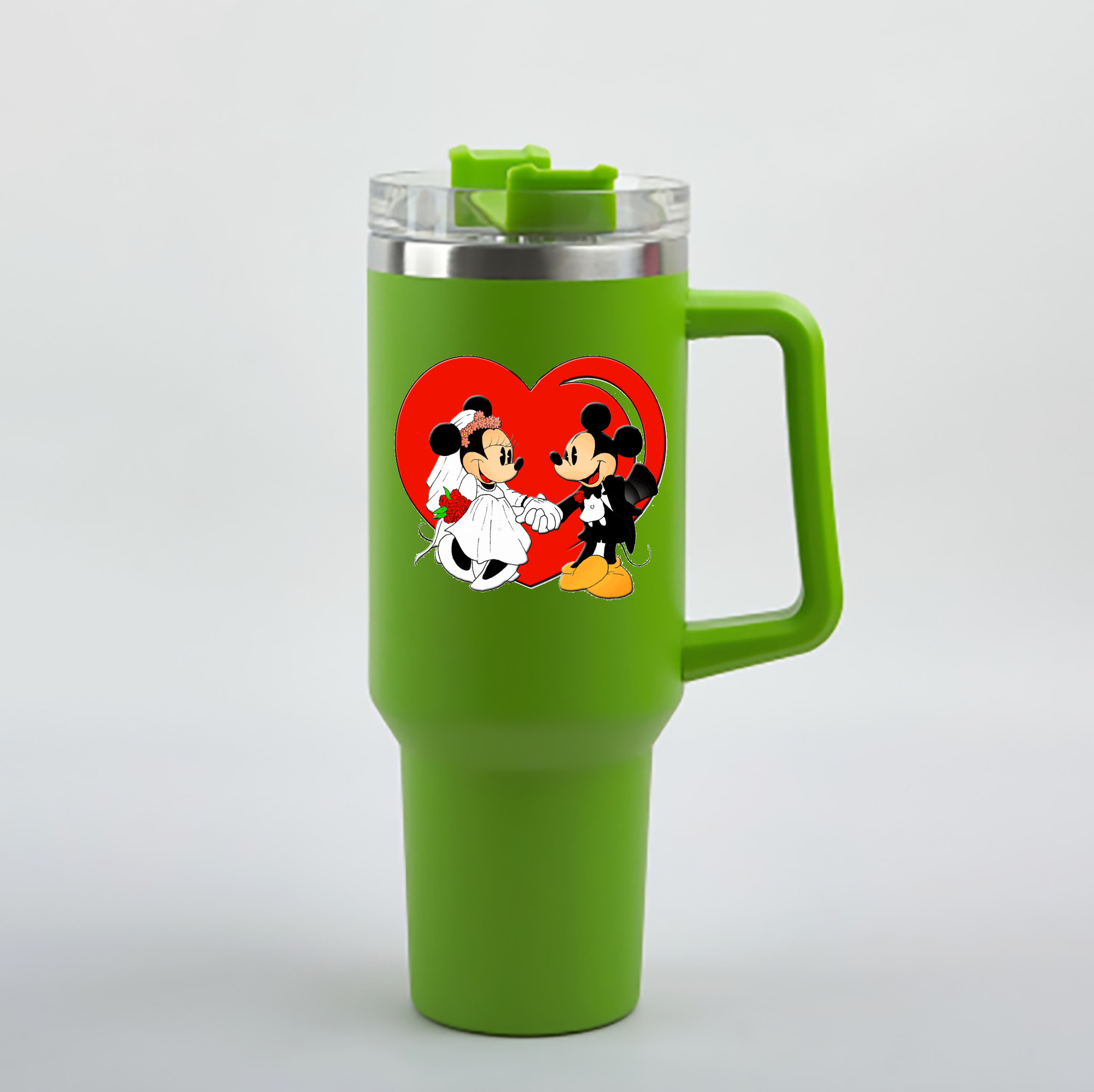 （画像用） ミッキーマウス Mickey Mouse 1200mL車用タンブラー - クリスタルステッカー（プラスチックストロー付き）